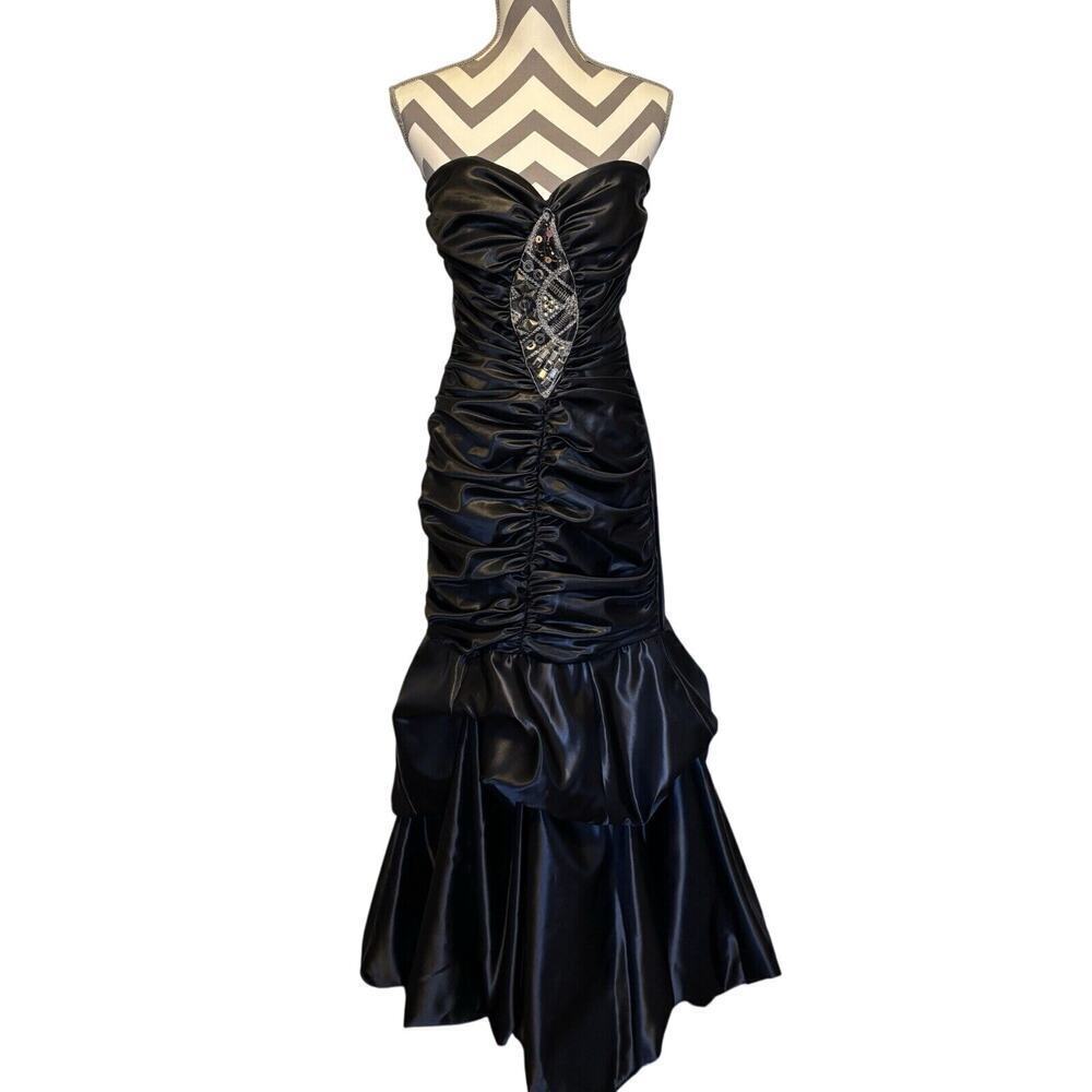 Jessica McClintock Gunne Sax Dress Black Prom Strapless Quinceañera Special 9